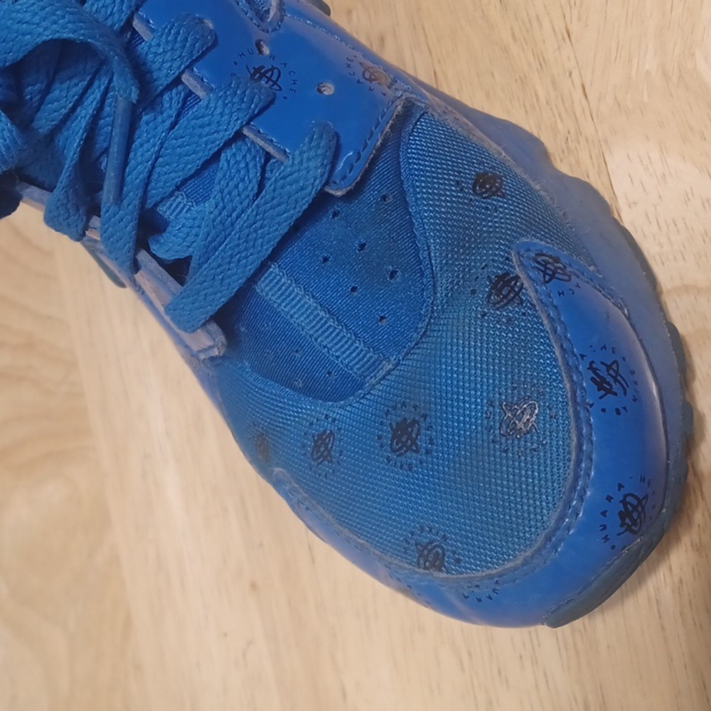 Juniors NIKE HUARACHE RUN SE Blue Trainers 909143 401 US 7Y - Picture 3 of 8